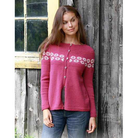 Daisy Delight Cardigan by DROPS Design - Stickmönster jacka str. S - XXXL