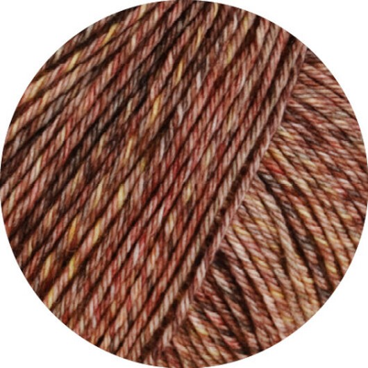 Lana Grossa Vintage Socks Garn 1008 Spräcklig Grå/Mörkbrun/Rosewood Melange