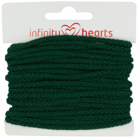 Infinity Hearts Anoraksnöre Bomull rund 3mm 760 Mörk Grön - 5m
