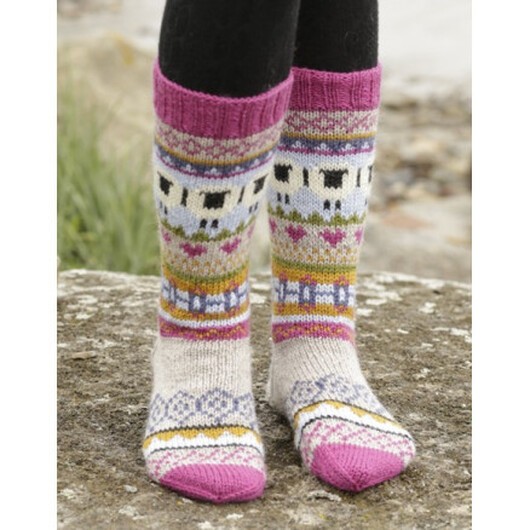 Sleepy Sheep by DROPS Design - Sockor Stick-mönster strl. 35/37 - 44/46