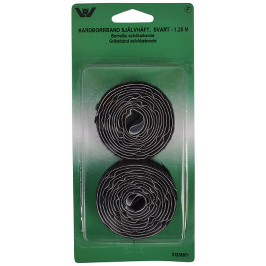 Kardborrband Självhäftande Svart 20mm 1,25m