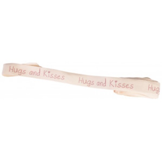 Infinity Hearts Tygband/Labelband Hugs and Kisses 15mm - 3 meter