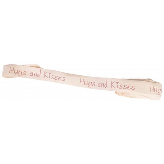 Infinity Hearts Tygband/Labelband Hugs and Kisses 15mm - 3 meter