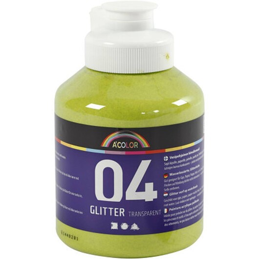Glitterakrylfärg, limegrön, 500 ml/ 1 flaska