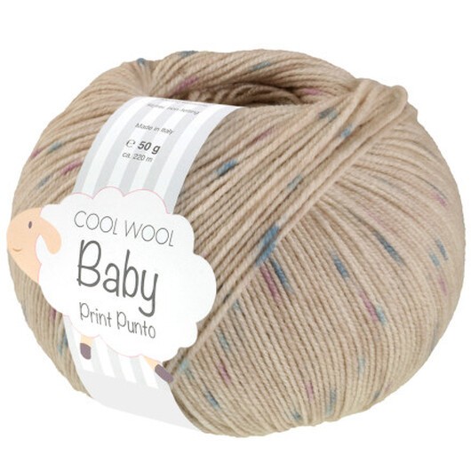 Lana Grossa Cool Wool Baby Garn Print Punto 371 Ljusbeige/Turkos/Lila