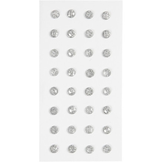 Rhinestones, Dia. 8 mm, silver, 32 st./ 1 förp.
