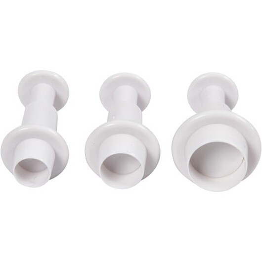 Utsticksform med prägel, cirkel, Dia. 1,1+1,3+1,7 cm, vit, 3 st./ 1 förp.