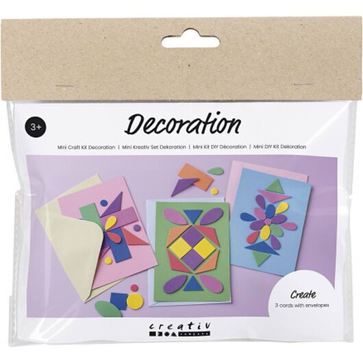 Mini DIY Kit Decoration, Dekorerade kort, Blå, Grön, Rosa, 1 frp.