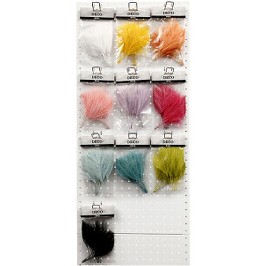 Konstgjorda fjädrar, L: 15 cm, B: 8 cm, mixade färger, 10x10 förp./ 1 förp.