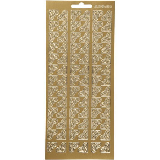 Stickers, hörn, ark 10x23 cm, guld, 1 ark