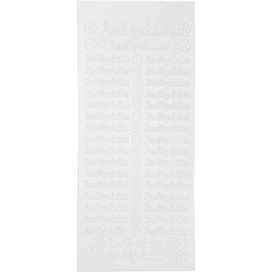 Stickers, indbydelse, ark 10x23 cm, vit, 1 ark
