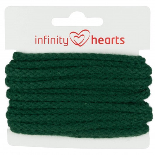 Infinity Hearts Anoraksnöre Bomull rund 5mm 760 Mörk Grön - 5m