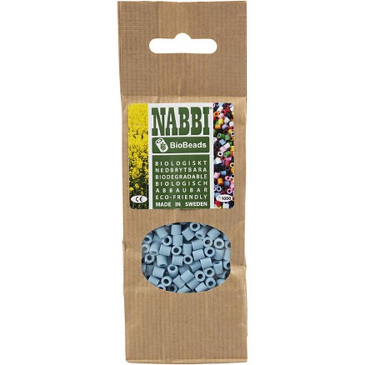 NABBI BioBeads, stl. 5x5 mm, Hålstl. 2,5 mm, medium, pastellgrön, 1000 st./ 1 förp.