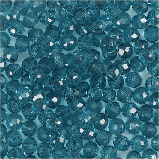 Fasettslipade pärlor, diam. 4 mm, hålstorlek 1 mm, turkos, 45 st / 1 frp.