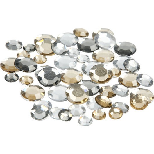 Strass, rund, storlek 6+9+12 mm, gyllene olja, 360 st / 1 frp.