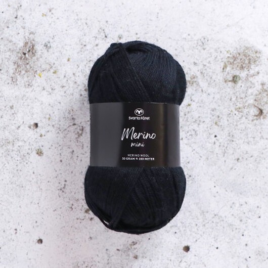 Svarta Fåret Merino Mini Garn 101 Svart