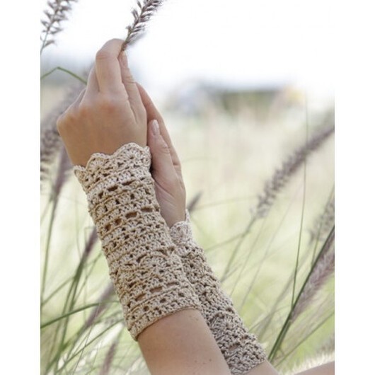 Troy by DROPS Design - Handledsvärmare Virkmönster str. S/M - L/XL