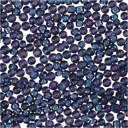 Rocaillepärlor, Dia. 1,7 mm, stl. 15/0, Hålstl. 0,5-0,8 mm, lila, 25 g/ 1 förp.