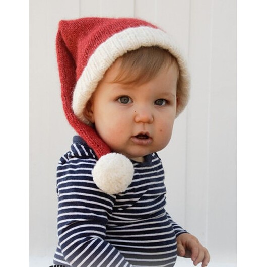 Sleepy Santa Hat by DROPS Design - Baby Tomteluva Stickmönster str. 0/1 mån -2 år