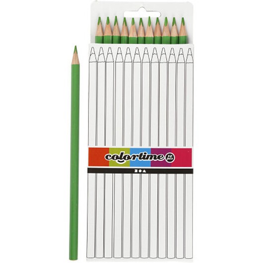 Colortime Färgblyerts, L: 17 cm, kärna 3 mm, ljusgrön, 12 st./ 1 förp.