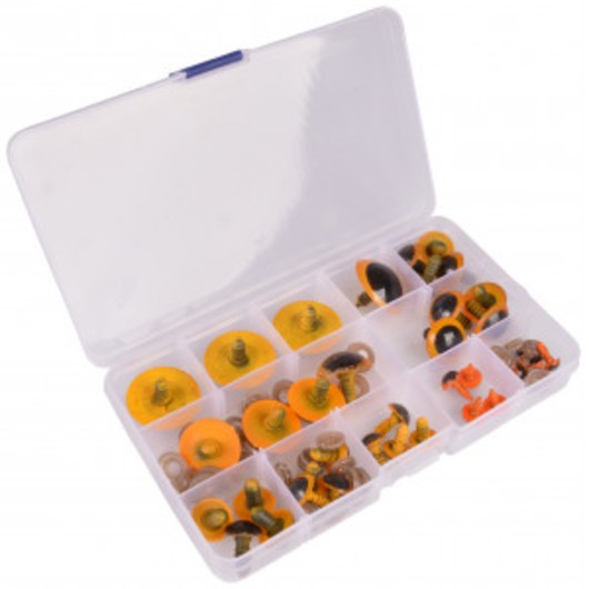 Infinity Hearts Säkerhetsögon/amigurumiögon i plastlåda Orange 8-30mm