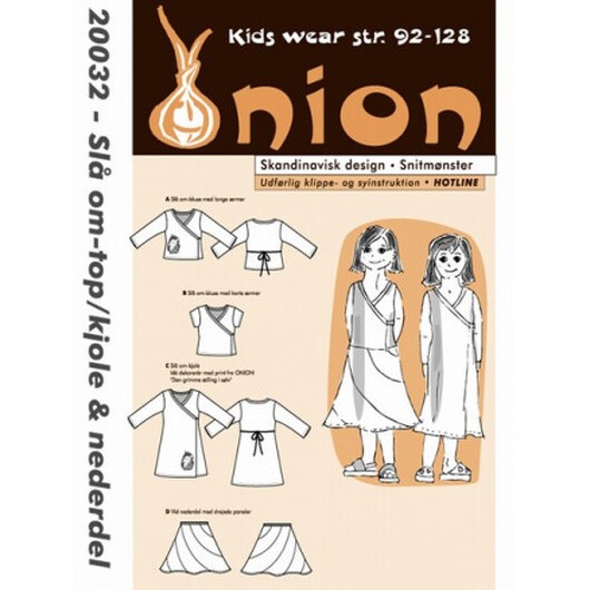 ONION Snittmönster Barn 20032 Wrap Top/Klänning & Kjol Storlek 92-128/2-8 år