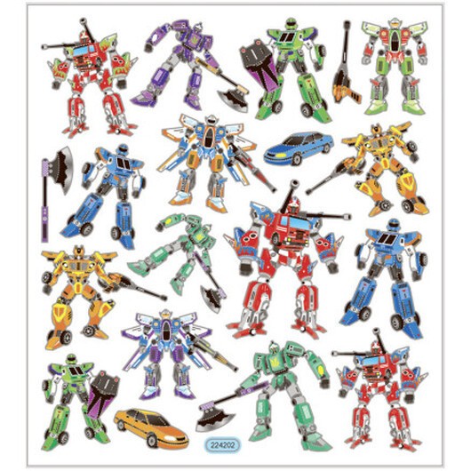 Klistermärken, transformers, ark 15x16,5 cm, ca. 19 st., 1 ark