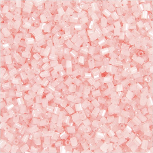 Rocai-pärlor 2-klippta, diam. 1,7 mm, storlek 15/0, hålstorlek 0,5 mm, transparent Rosa, 25g/ 1 frp.