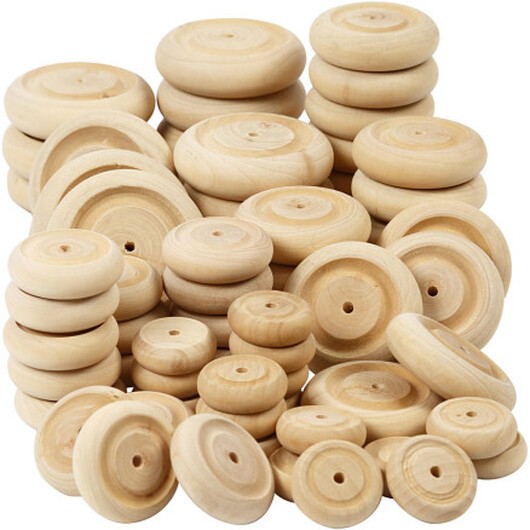 Hjul, Dia. 24+30+42+50 mm, tjocklek 8+10+11+14 mm, 4x40 st./ 1 förp.