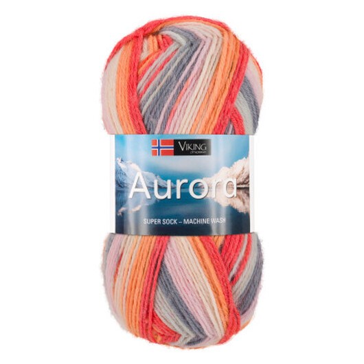 Viking Garn Aurora 653 Multi Orange/ Rosa