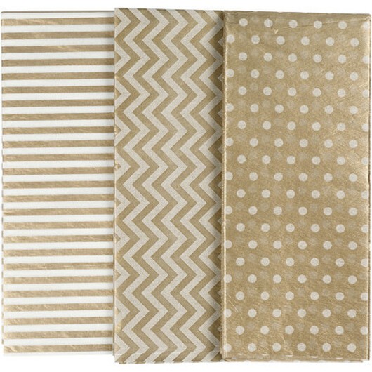 Silkespapper, ark 50x70 cm, 17 g, guld, 6 ark/ 1 förp.