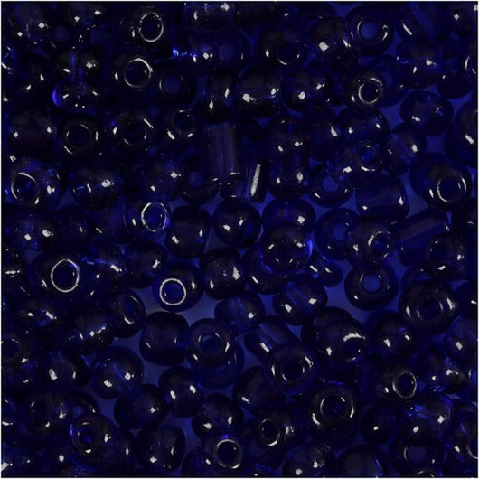 Rocai-pärlor, diam. 4 mm, storlek 6/0, hålstorlek 0,9-1,2 mm, koboltblå, 25g/ 1 frp.