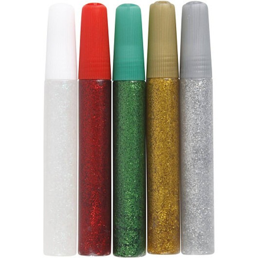 Glitterlim, mixade färger, 5x10 ml/ 1 förp.