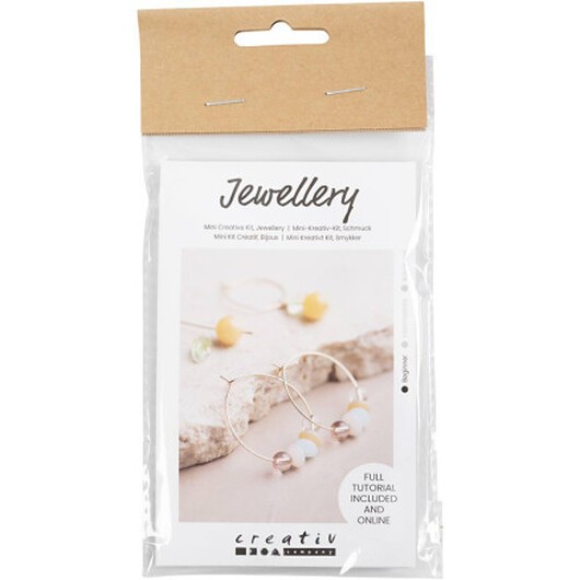 Mini DIY Kit Jewellery, creoler med pärlor, 1 frp.