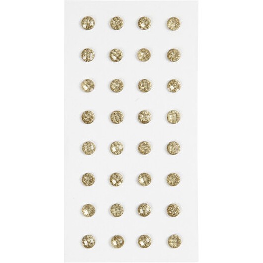 Strasssten, diam. 8 mm, guld, 32 st / 1 frp.