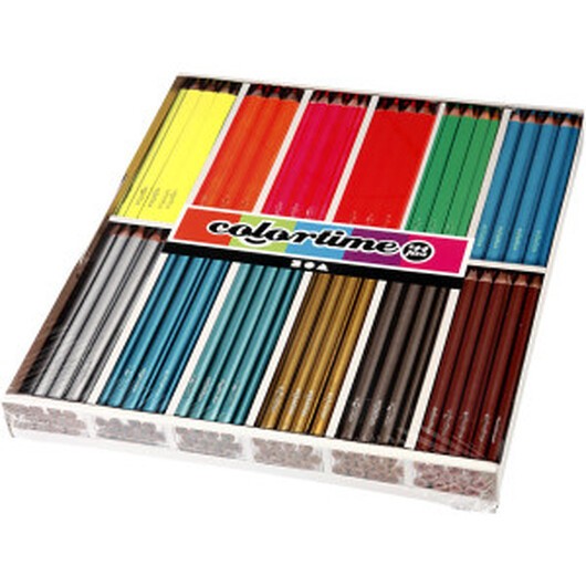 Colortime Färgblyerts, L: 17,45 cm, kärna 3 mm, metallicfärger, neonfärger, 144 st./ 1 förp.