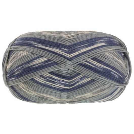 Lana Grossa Meilenweit 100 Denim Mix Garn 4659 Ecru/nattblå/ljus grå/grå