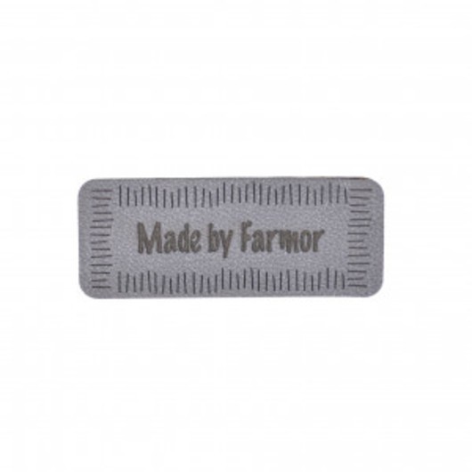 Label Made by Farmor Imiterat läder Grå 5x2 cm - 1 st.