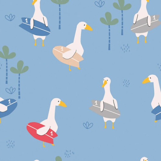 Bomullsjersey Print Tyg 150 cm 003 Fåglar - 50 cm