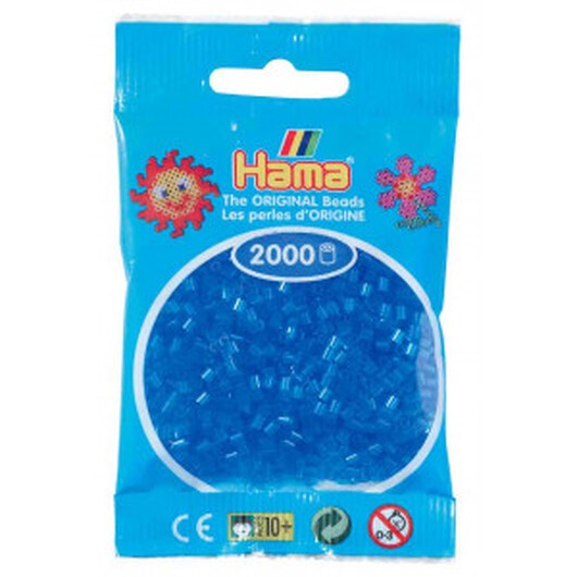 Hama Mini Pärlor 501-15 Transparent Blå - 2000 st.