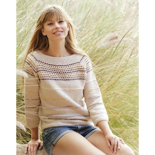 Freja by DROPS Design - Randig Tröja Stick-opskrift strl. S - XXXL