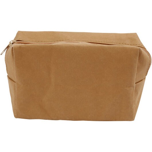 Sminkväska, stl. 16,5x6,5x10 cm, ljusbrun, 1 st.