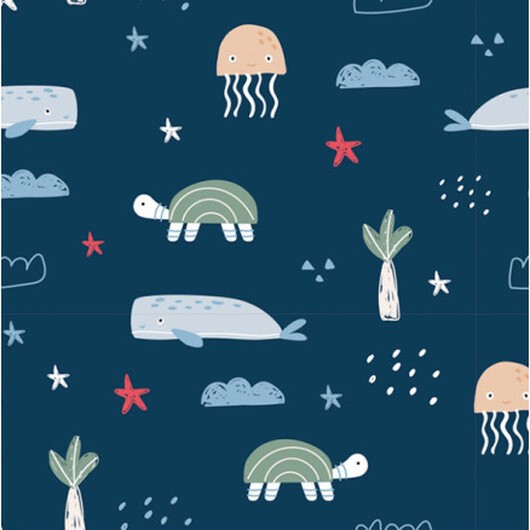 Bomullsjersey Print Tyg 150 cm 008 Sköldpaddor - 50cm