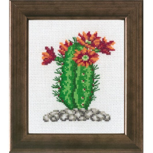 Permin Broderikit Aida Kaktus Orange 10x12cm