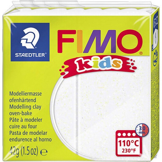 FIMOÂ® Kids Clay, glitter, vit, 42 g/ 1 förp.