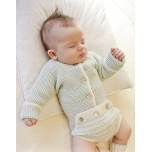 First Impression by DROPS Design - Baby Bodystock Stick-mönster strl. Prematur - 3/4 år