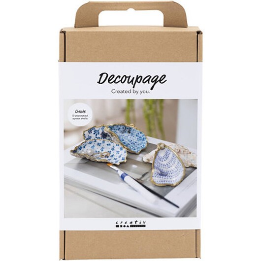 DIY Kit Decoupage, Ostronskal, blå, 1 frp.