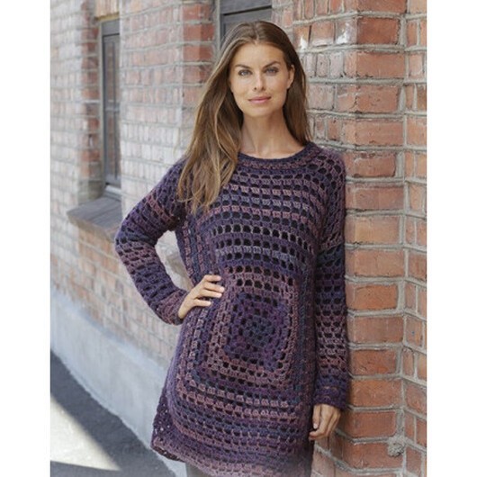 Squared Plum by DROPS Design - Tunika virkmönster str. S - XXXL