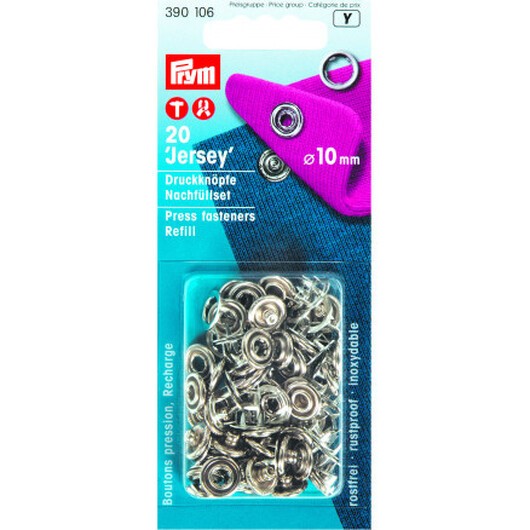 Prym Jersey Tryckknapp Refillring Silver 10mm - 20 st.