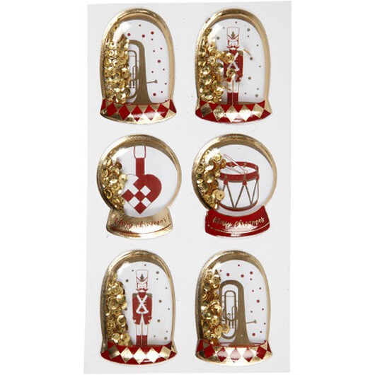 Shaker stickers, nötknäppare, stl. 49x32+45x36 mm, guld, 6 st./ 1 förp.